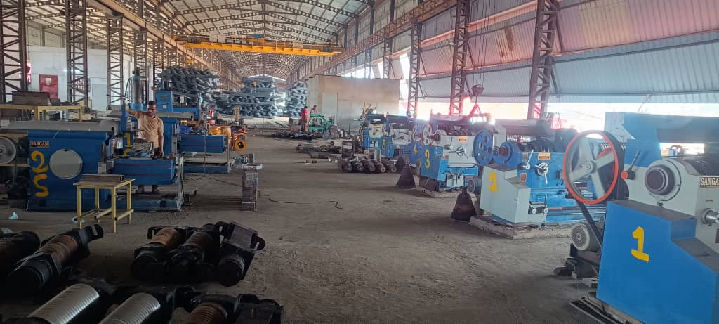 Wire and rebar workshop with machinery